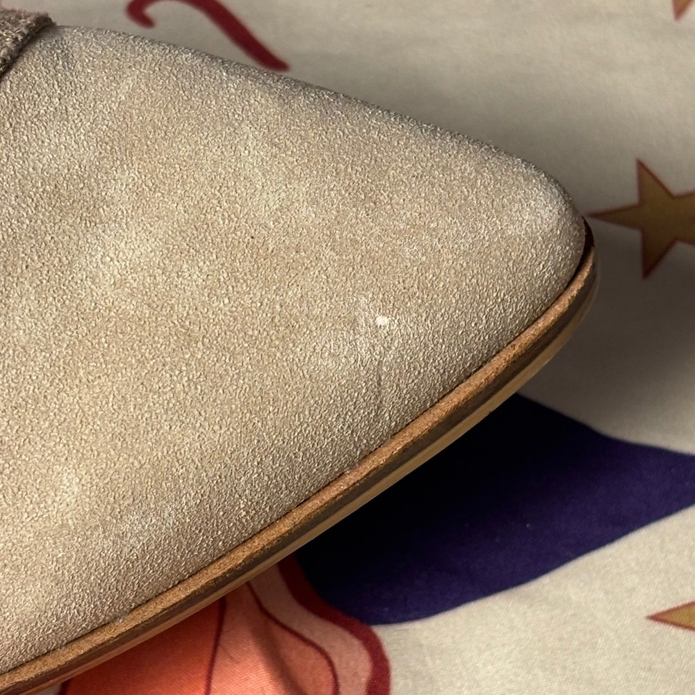 Mi.im Pointed Toe Mules Tan Taupe Two Tone Faux Suede Flat Slides Womens 7 Fall - Picture 8 of 16
